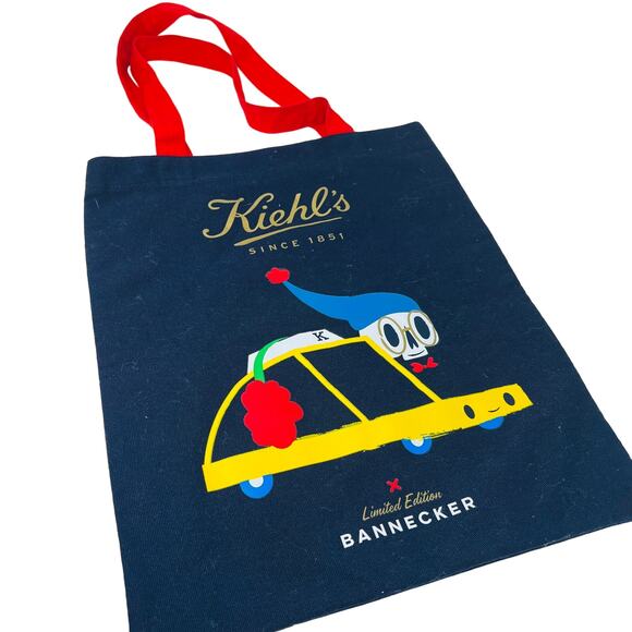 Kiehl's Limited Edition Bannecker Tote Bag Small Navy Blue Gold - Picture 1 of 4
